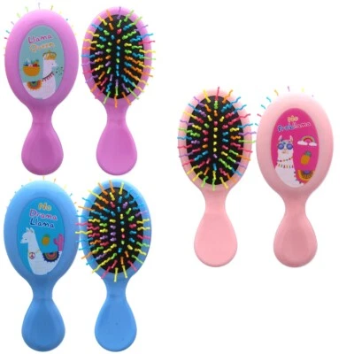 KIDS HAIR BRUSH Llama Novelty Travel Size Non Tangle Comb Stocking Filler Gift - Image 1 of 4
