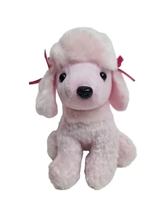 Mega Toys Pink Poodle Puppy Dog Plush Ribbon Stuffed Animal Toy - Picture 1 of 12