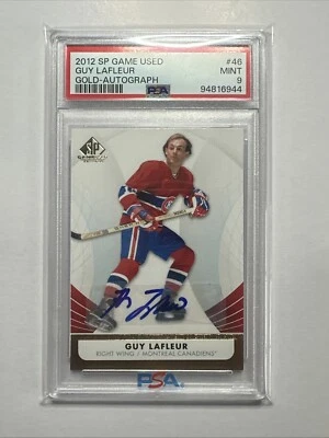 2012 SP GAME USED GUY LAFLEUR GOLD AUTO #46 PSA MINT 9 - Image 1 of 2