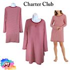 NWT Charter Club Women M Butter Soft Sleepshirt Candy Red Stripe 100154833MS $40