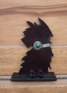 Vintage Turquoise Scotty Dog Cutout Silver Fred Harvey Collar/Rolling Log Marked