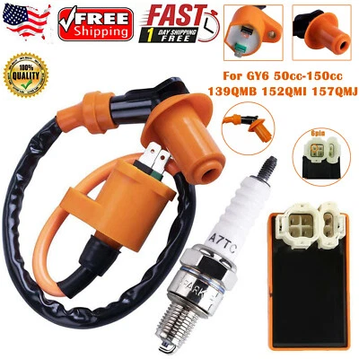 Ignition Coil AC CDI Box Spark Plug For GY6 50cc 125cc 150cc Scooter ATV Parts - Image 1 of 4