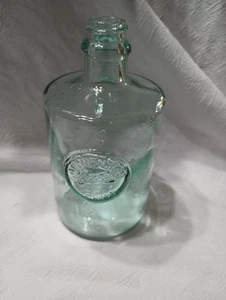 Vidrios San Miguel Recycled Aqua Colored Glass Bottle 5 1/8" - Picture 1 of 5