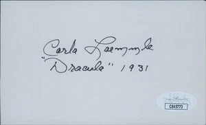 Carla Laemmle Dracula Actress Signed 3x5 Index Card JSA Authenticated - Picture 1 of 2