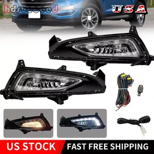 LED Fog Lights Bumper Lamps W/DRL Wiring For 2016 2017 2018 Hyundai Tucson Front - Picture 1 of 13