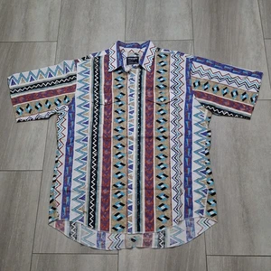 Vintage Wrangler Western Shirt Size XL- LONG 17  1/2 Aztec Geometric Short Sleev - Picture 1 of 5