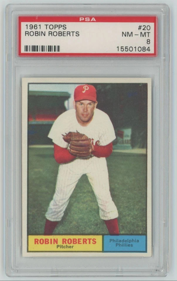 1961 Topps Robin Roberts PSA 8 Philadelphia Phillies #20 A54 - Image 1 of 2