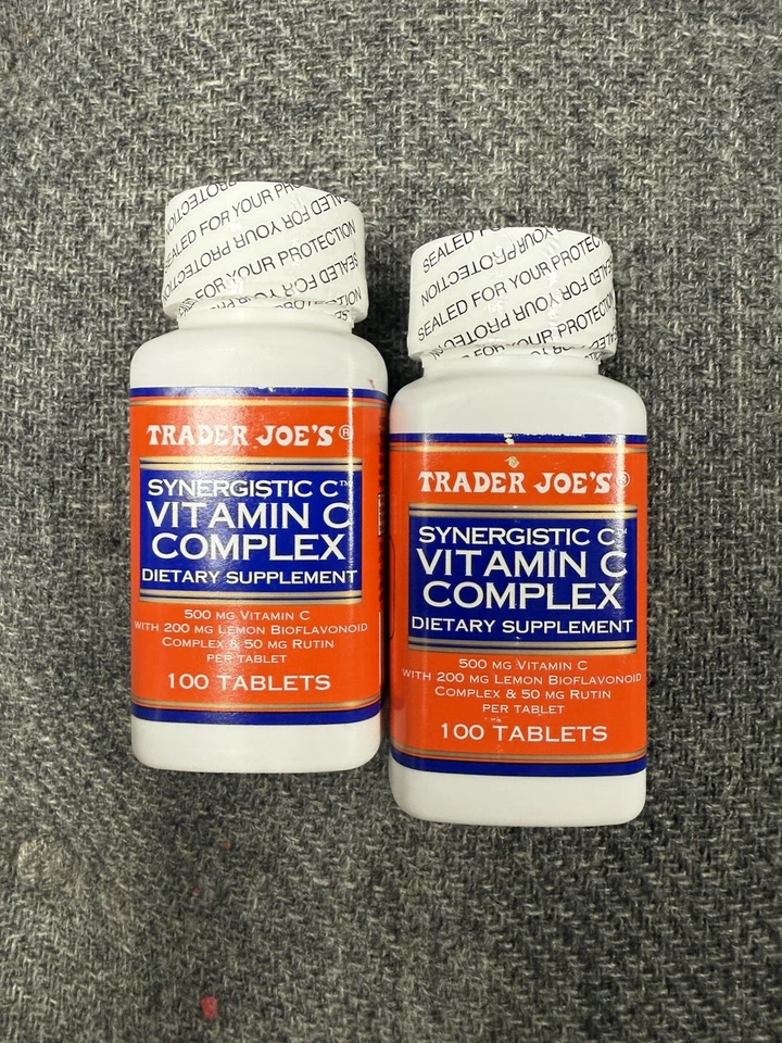 2 New Trader Joe's Synergistic C Vitamin C Complex 500 mg 100 Tablets Each - Image 1 of 1