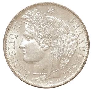 FRANCE 5 FRANCS 1850 A PARIS CERES SILVER COIN UNC SOME CLEANING - Picture 1 of 4