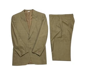 BRIONI Palatino 100% Wool 2pc Suit Single Breasted Double Vent 44L Golden Brown - Picture 1 of 21