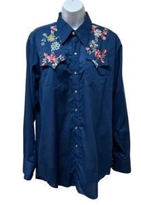 Vintage TruWest Rockmount Ranch Wear Embroidered Snap Women's Shirt Fit L/XL - Picture 1 of 11