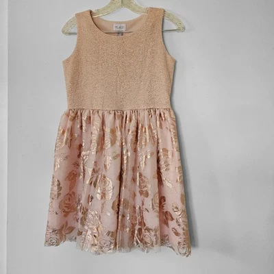 Vestido Place Girls Sin Mangas Jacquard A Juego Forro Rosa Metálico Talla 14 Foto 1 de 4