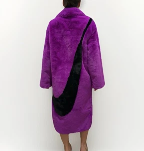 DDP New Nike Faux Fur Plush Coat Vivid Driftwood Purple Jacket Swoosh Size XS - Picture 1 of 14