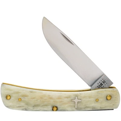CASE XX POCKET KNIFE SOD BUSTER JR. NATURAL JIGGED BONE W/CROSS SHIELD - Image 1 of 2