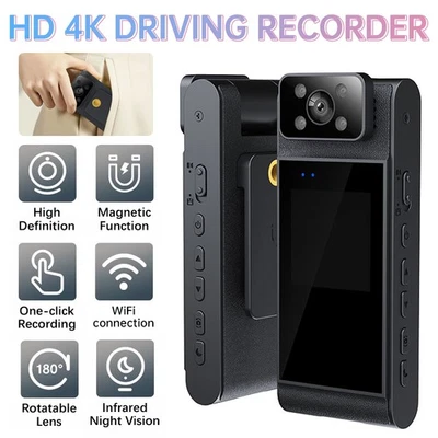WiFi Audio Video DVR IR Night Cam 4K 2K HD Camcorder Mini Police Body LCD Camera - Image 1 of 4