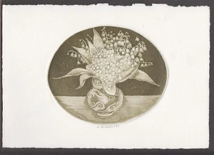 U. Fritzsche: Blumenvase (Originallithographie, datiert  1983) - Bild 1 von 1