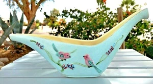 Hull Long Vase S9 USA ‘57 Pottery Floral & Bird Pattern Vintage Pastel Colors - Picture 1 of 12