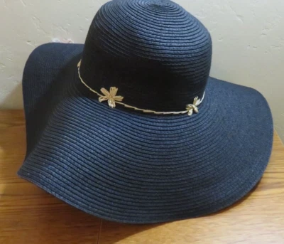 MERONA WIDE BRIM BEACH SUN HAT PACKABLE FOLDABLE STRAWLIKE ONE SIZE BLACK - Image 1 of 4