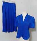 Vintage Appleseed's Women's 2 Pc Skirt Set Size 14 Blue Pure Silk