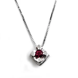 Collana in oro bianco 18 KT Punto Luce con rubino naturale Uomo Donna Catenina - Imagen 1 de 8