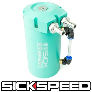 SICKSPEED MINT GREEN OIL CATCH CAN NON VENTED BAFFLED ENGINE RESERVOIR TANK P5 - Picture 1 of 1