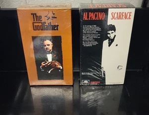 The Godfather (VHS 1997) & Scarface (VHS 1993) SEALED Classic Mobster Movies - Picture 1 of 8