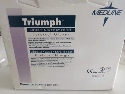 Luvas cirúrgicas Medline Triumph látex estéril sem pó 49 unidades frete grátis - Imagem 1 de 4