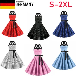 Damen Rockabilly Petticoat 50er 60er Hepburn Ärmellos Partykleid Abend Vintage ❥ - Bild 1 von 29