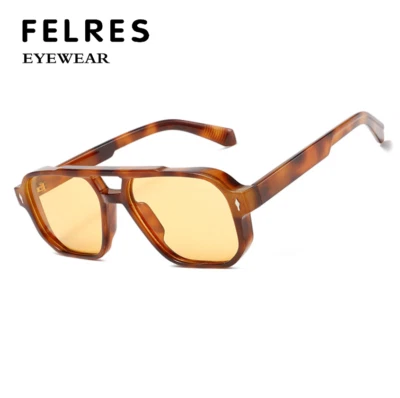 Classic Square Double Bridge Pilot Sunglasses Men Retro Outdoor Shade Glasses  - Image 1 of 4