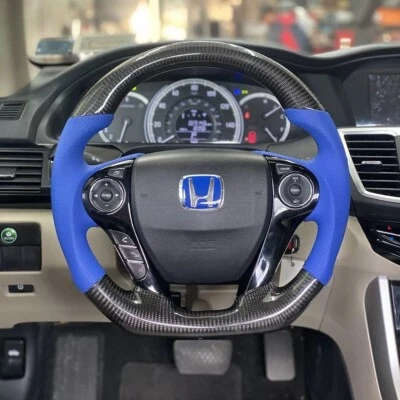Volante de fibra de carbono real compatible con Honda Accord 9th 2013-2017 Foto 1 de 4