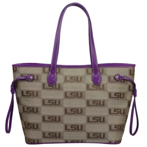 LSU Tigers Louisiana State Licensed Safari Handbag, Wallet and Necklace - Picture 1 of 5