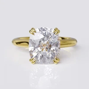 Certified Treated 5.00Ct Cushion Cut White Diamond Solitaire Ring 925 Silver - Picture 1 of 7