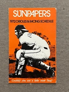 MLB 1972 BALTIMORE ORIOLES Schedule Major League Baseball SUNPAPERS Racing - Picture 1 of 3
