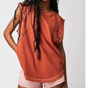 Free People Women’s Table for Two Tee Tunic Top Color Bronzer Size XS - Picture 1 of 15