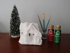 California Creations COBBLESTONE COTTAGE Ready To Paint  Christmas Village - Picture 1 of 11