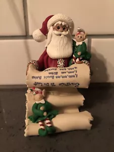 Handgefertigte bemalte Ton Weihnachtsmann Weihnachten Liste Elfen Elfe Figur Figur 4,5" - Bild 1 von 5