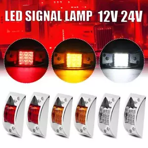 Amber/Red/White 12 LED Sealed Chrome Side Marker Truck Trailer Clearance Light - Foto 1 di 18