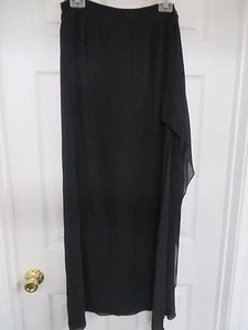DANA BUCHMAN silk georgette cascading side~ zip pencil long black skirt 4 - Picture 1 of 7