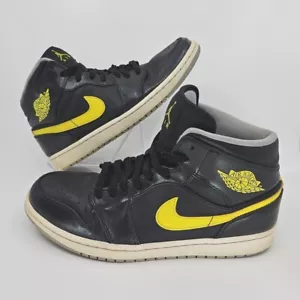 Nike Air Jordan 1 uomo medio taglia 9 gialle retrò nere 554724-070 Wu-Tang - Foto 1 di 13