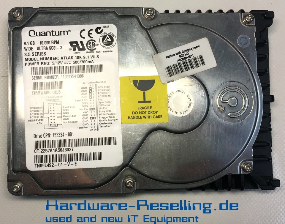 Quantum 9GB 10k ATLAS 10K 9.1 WLS 153334-001 3,5" HDD - Bild 1 von 1