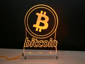 LED Leuchtschild mit BTC Logo crypto Kryptowährung bit Satoshi coin - Picture 1 of 1