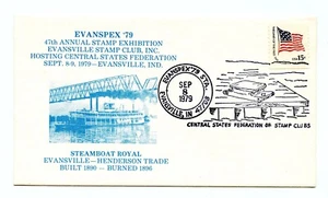 Cubierta de día STEAMBOAT ROYAL Evansville - Henderson Trade Fist (9/8/1979) - Imagen 1 de 2