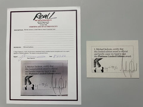 Michael Jackson Signed Inscribed Autographed Certificate EPPERSON COA 2 Cover