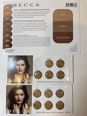 Becca Radiant Skin Satin Finish Foundation Medium + Aqua Luminous Samples New - Image 1 of 3