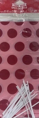 Bolsas clásicas de golosinas para violonchelo a lunares rojas de 20 quilates 5" x 11,25" ¡¡Nuevas!!! Foto 1 de 2