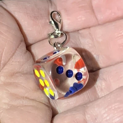 Dije de dados 3D puntos coloridos transparentes cremallera tirador y llavero ¡Añade clip!! Foto 1 de 4