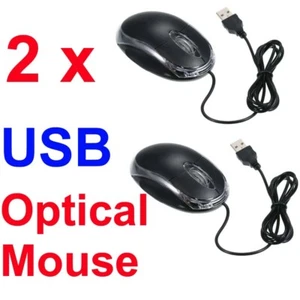 2 x WIRED USB OPTICAL MOUSE FOR PC LAPTOP COMPUTER ANDROID BOX SCROLL RED LED UK - Picture 1 of 8
