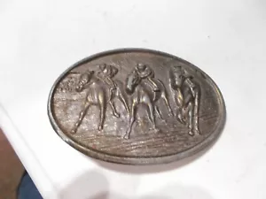 Vintage Brass Belt Buckle Horse Race Polo Equestrian Jockey - Picture 1 of 2