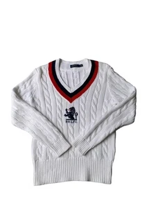 Polo Ralph Lauren Cricket Jumper Mens Medium Cable Knit - Picture 1 of 9
