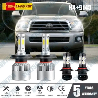 Para For Toyota Sequoia 2001-2007 -4pc Combo LED Faro + Kit de luz antiniebla - Image 1 of 4